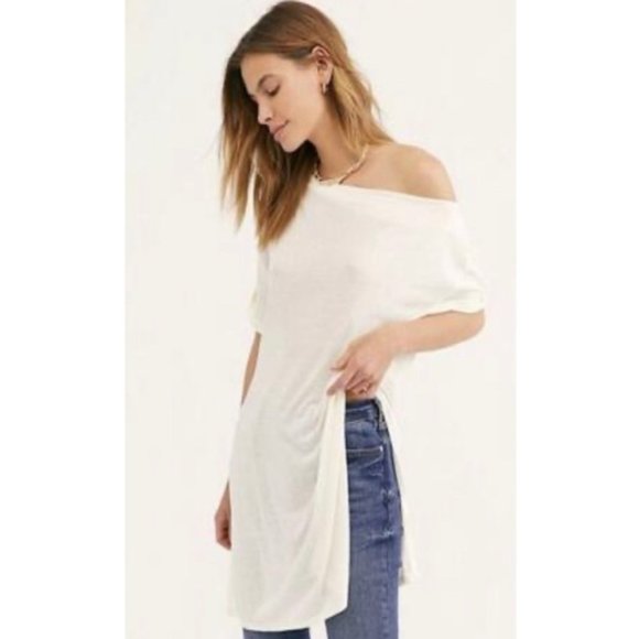Free People Damaged Highly Discounted NWT Take It Easy Tunic in Ivory | Sz Small - Picture 1 of 11